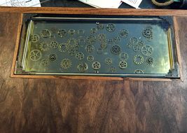 Desk keyboard drawer brass