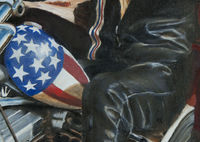 Oil painting closeup leather